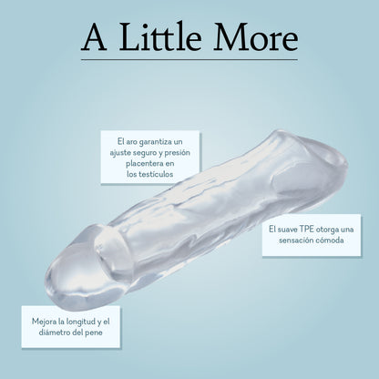 A Little More 7.5" Penis Extender Insertable Length: 7.5 in./19.1 cm. Insertable Width: 1.75 in./4.4 cm.