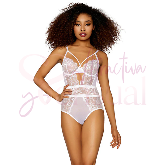 Eyelash Lace & Mesh Bodysuit